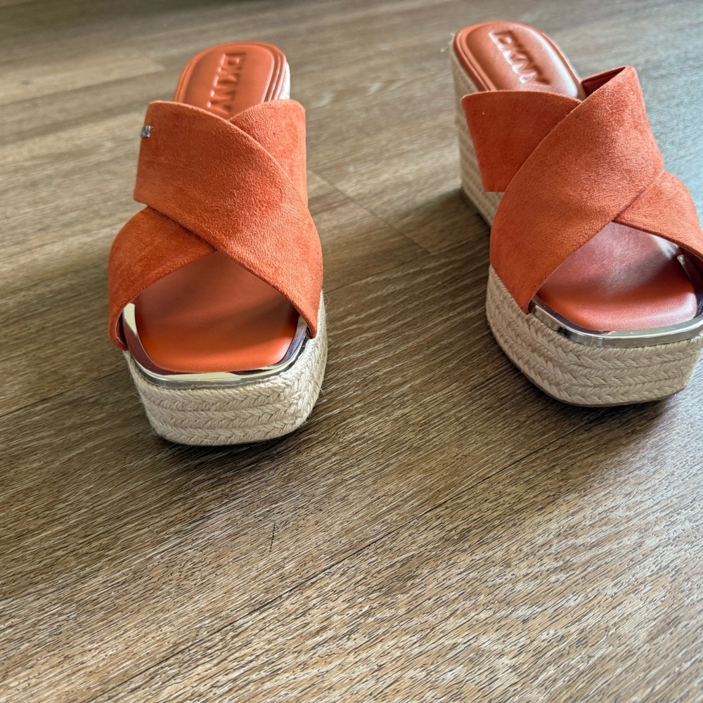DKNY Orange Suede Platform Sandals